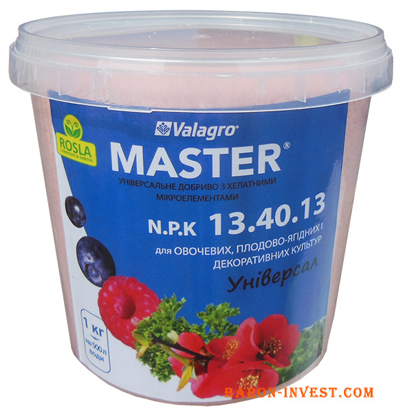 Комплексне мінеральне добриво Master (Мастер), 1кг, NPK 13.40.13, Valagro, Літо, для магнолій гортензій азалій та рододендронів 